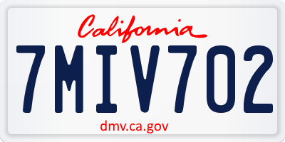 CA license plate 7MIV702