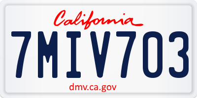 CA license plate 7MIV703