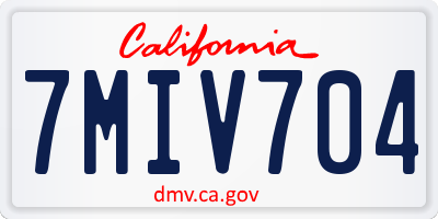 CA license plate 7MIV704