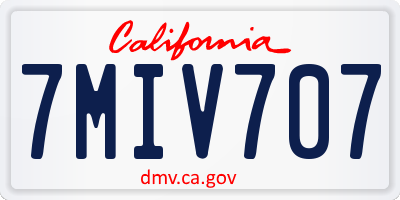 CA license plate 7MIV707