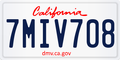 CA license plate 7MIV708