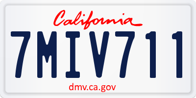 CA license plate 7MIV711