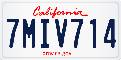 CA license plate 7MIV714