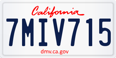 CA license plate 7MIV715