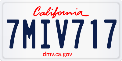 CA license plate 7MIV717