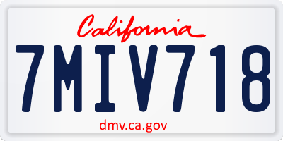 CA license plate 7MIV718