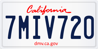 CA license plate 7MIV720