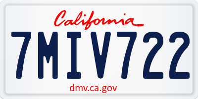 CA license plate 7MIV722