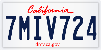 CA license plate 7MIV724