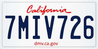 CA license plate 7MIV726