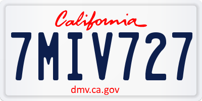 CA license plate 7MIV727