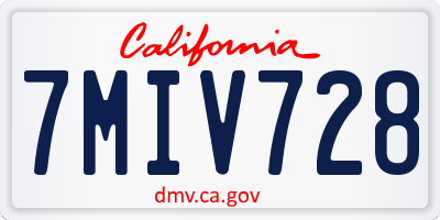CA license plate 7MIV728