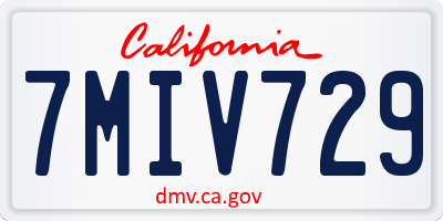 CA license plate 7MIV729