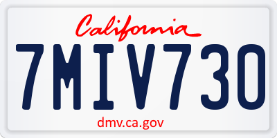 CA license plate 7MIV730