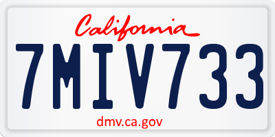 CA license plate 7MIV733