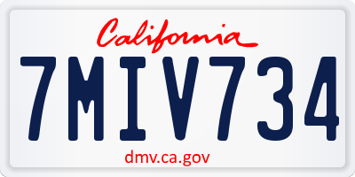 CA license plate 7MIV734