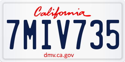 CA license plate 7MIV735