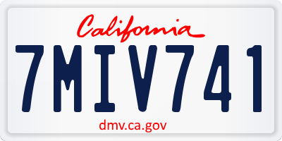 CA license plate 7MIV741