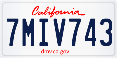 CA license plate 7MIV743