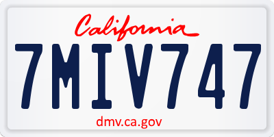 CA license plate 7MIV747