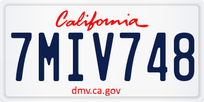 CA license plate 7MIV748