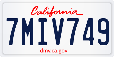 CA license plate 7MIV749