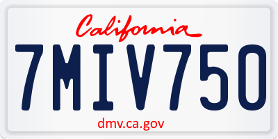 CA license plate 7MIV750