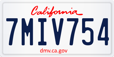 CA license plate 7MIV754