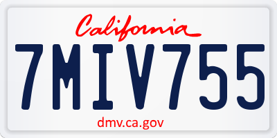 CA license plate 7MIV755