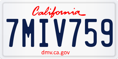 CA license plate 7MIV759