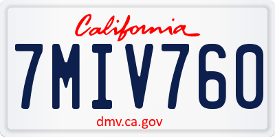 CA license plate 7MIV760