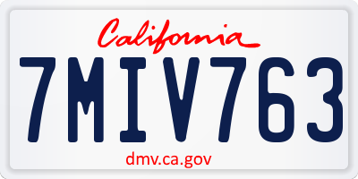 CA license plate 7MIV763