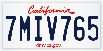 CA license plate 7MIV765