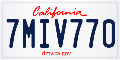 CA license plate 7MIV770