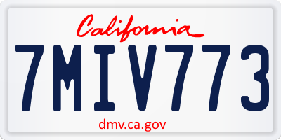 CA license plate 7MIV773