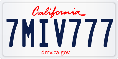 CA license plate 7MIV777