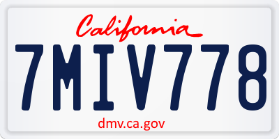 CA license plate 7MIV778