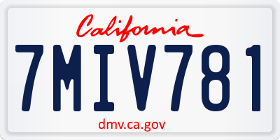 CA license plate 7MIV781