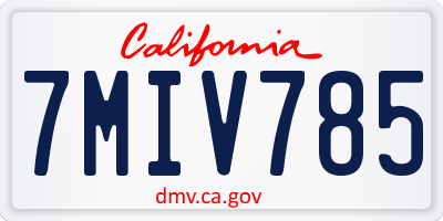 CA license plate 7MIV785