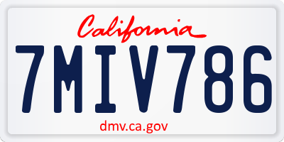 CA license plate 7MIV786