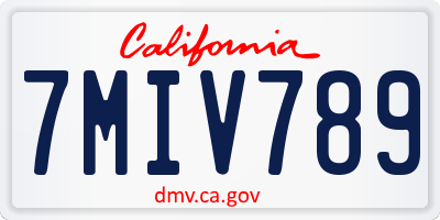 CA license plate 7MIV789