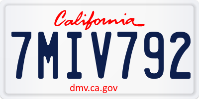 CA license plate 7MIV792