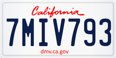 CA license plate 7MIV793