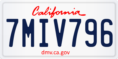 CA license plate 7MIV796