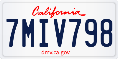 CA license plate 7MIV798