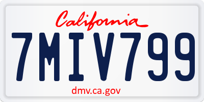 CA license plate 7MIV799