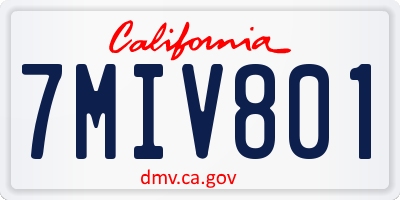 CA license plate 7MIV801