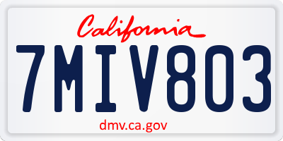 CA license plate 7MIV803