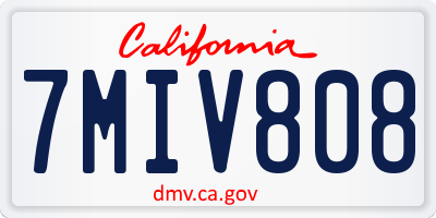 CA license plate 7MIV808