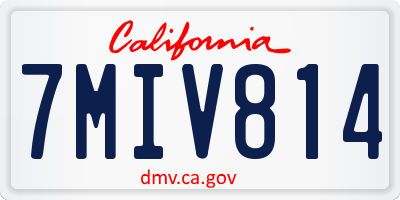 CA license plate 7MIV814
